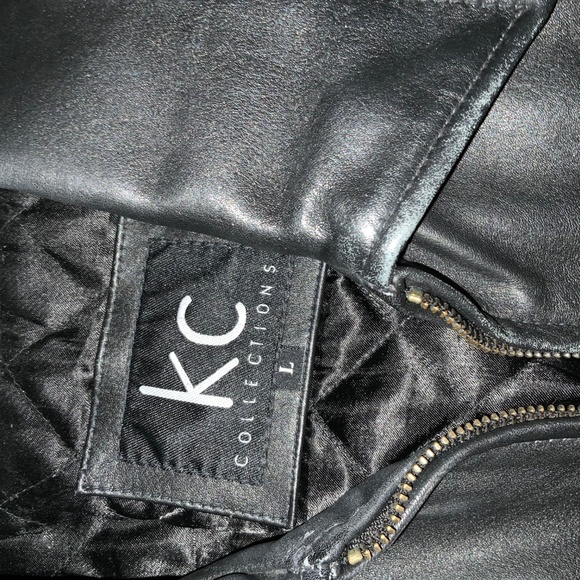 K.C. Collections Black Leather Jacket, Like New! Size Men’s L - Picture 2 of 2